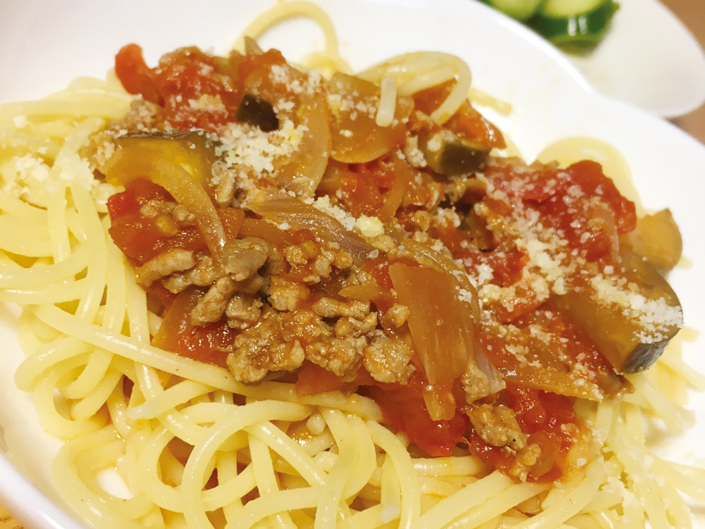 なすびのミートソース