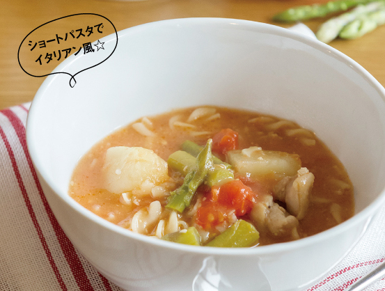 信州味噌のスープパスタ