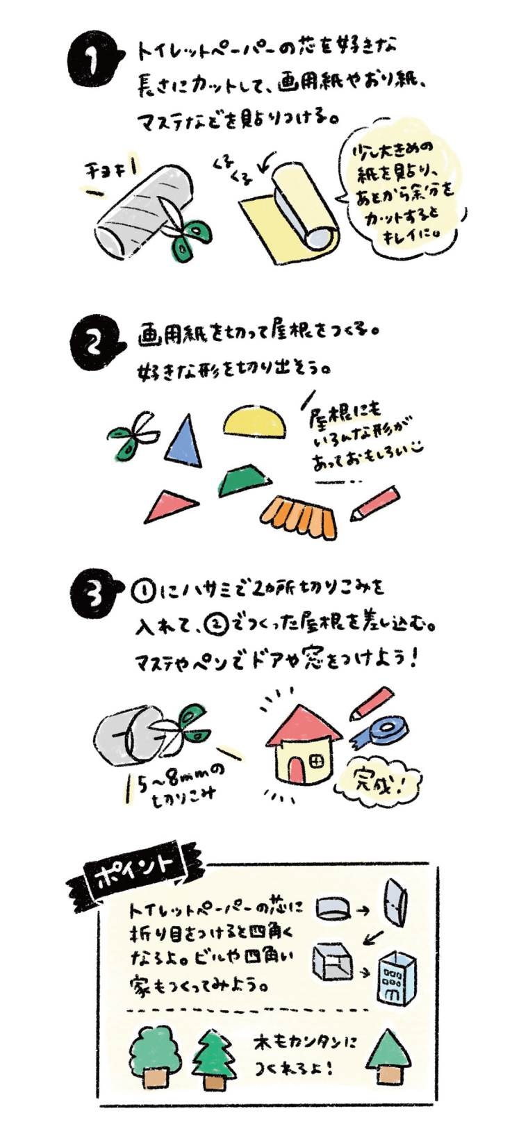 トイレットペーパーの芯で街づくりあそび